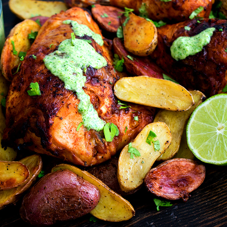 Peruvian Roast Chicken with Green Sauce